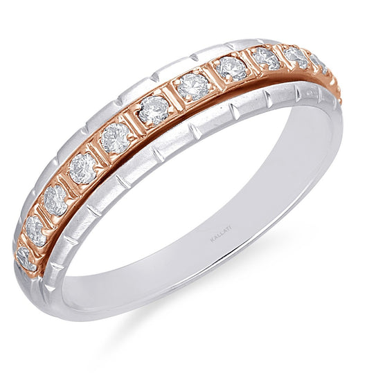 White and Rose Gold Diamond Men's Ring