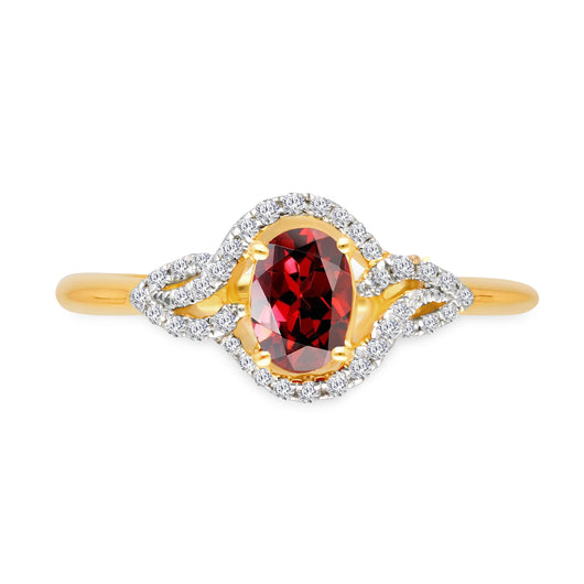 Kallati Heirloom Oval Twist Ruby & Diamond  Engagement Ring in 14K Yellow Gold