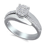 Kallati Eternal Cluster Diamond Engagement Ring with Matching Band in 14K White Gold