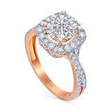Kallati Eternal Cushion Halo Diamond Engagement Ring in 14K Rose Gold