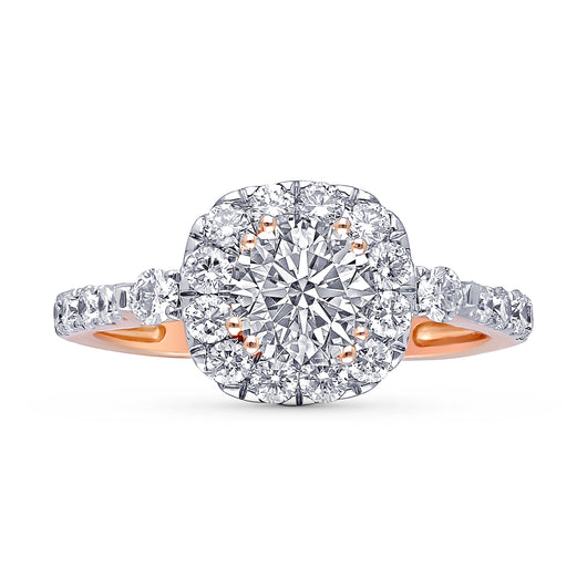 Kallati Eternal Cushion Halo Diamond Engagement Ring in 14K Rose Gold