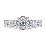 Kallati Eternal Solitaire With Matching Diamond Band Engagement Ring in 14K Rose Gold