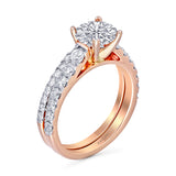 Kallati Eternal Solitaire With Matching Diamond Band Engagement Ring in 14K Rose Gold