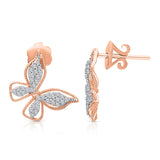 Rose Gold & Diamond Butterfly Earrings