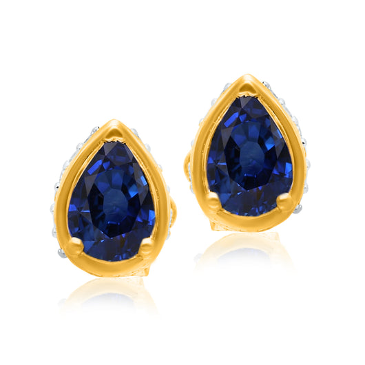 Yellow Gold Sapphire & Diamond Heirloom Earrings