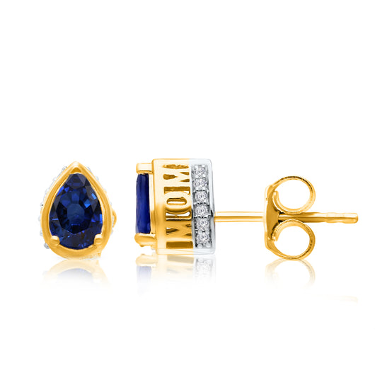 Yellow Gold Sapphire & Diamond Heirloom Earrings