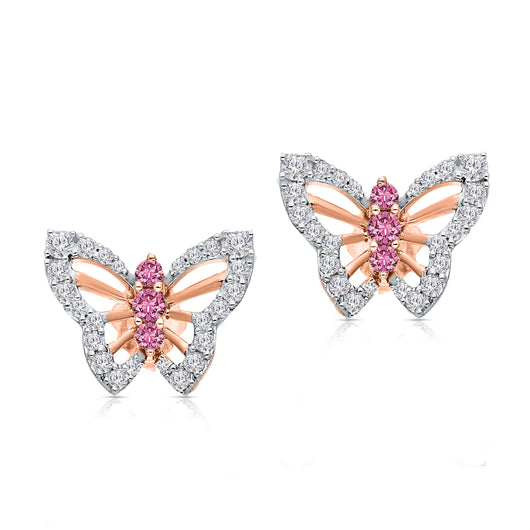 Pink diamond butterfly earrings Outlet
