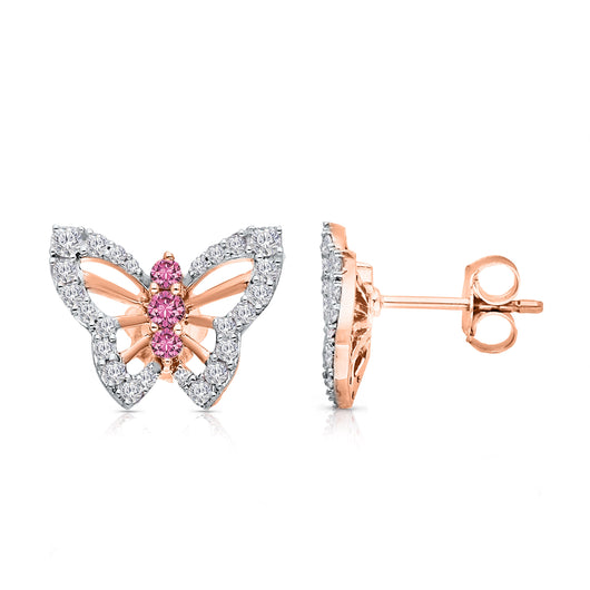 Pink diamond butterfly earrings Outlet
