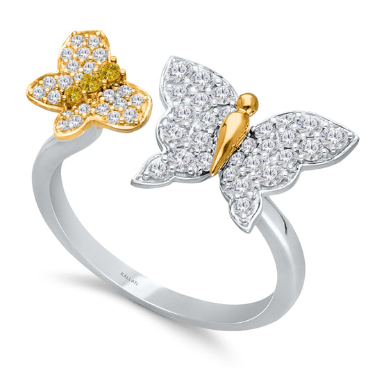 Effy Spotted Butterfly Diamond Ring, 14K Gold - QVC.com
