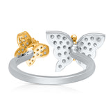 White Gold Yellow & White Diamond Butterfly Ring
