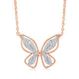 Rose Gold & White Diamond Butterfly Pendant