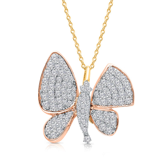 Rose Gold & White Diamond Butterfly Pendant