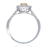 Kallati Eternal Oval Halo Yellow Diamond Engagement Ring in 14K White Gold