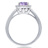 Kallati Heirloom Cushion Halo Natural Colored Sapphire & Diamond Engagement Ring in 14K White Gold