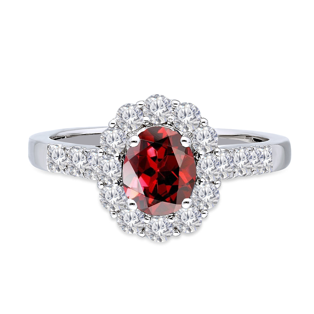 Kallati Heirloom Oval Halo Ruby & Diamond Engagement Ring in 14K White ...