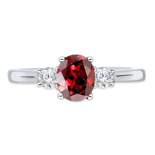 Kallati Heirloom Oval Three Stone Ruby & Diamond Engagement Ring in 14K White Gold