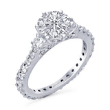 Kallati Eternal Round Three Stone Diamond Engagement Ring in 14K White Gold