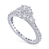 Kallati Eternal Round Three Stone Diamond Engagement Ring in 14K White Gold