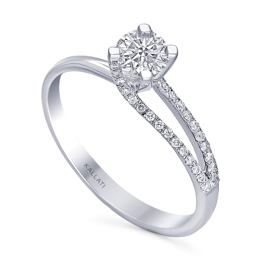 Kallati Eternal Round  Solitaire Diamond Engagement Ring  in 14K White Gold