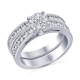 Kallati Eternal Round  Solitaire Diamond Engagement Ring With Matching Band in 14K White Gold