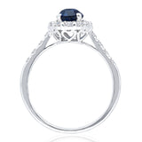 Kallati Heirloom Oval Halo Sapphire & Diamond Engagement Ring in 14K White Gold
