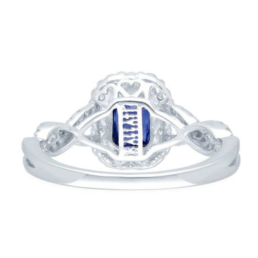 White Gold Lab Certified Sapphire & Diamond Heirloom Ring