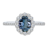 Kallati Heirloom Oval Halo Tanzanite & Diamond Engagement Ring in 14K White Gold