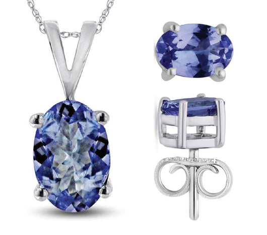 Sterling Silver Tanzanite Earring & Pendant Set