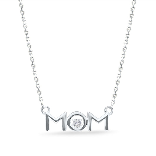 Jewelili Mom Heart Pendant Necklace with Natural White Diamonds in 14K Rose  Gold over Sterling Silver