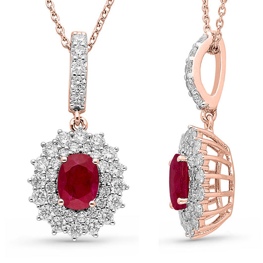 Rose Gold Ruby & Diamond Heirloom Pendant
