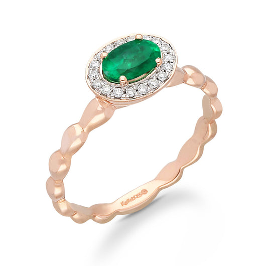 Rose Gold Emerald & Diamond Heirloom Ring