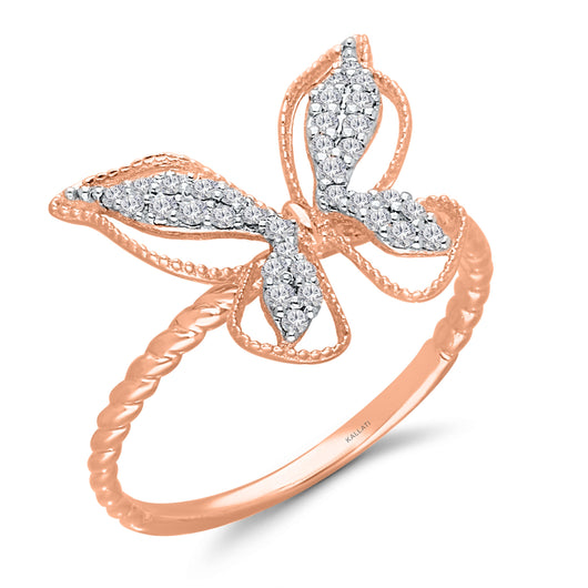 Rose Gold & White Diamond Butterfly Ring