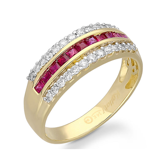 Yellow Gold Ruby & White Diamond Legendary Ring