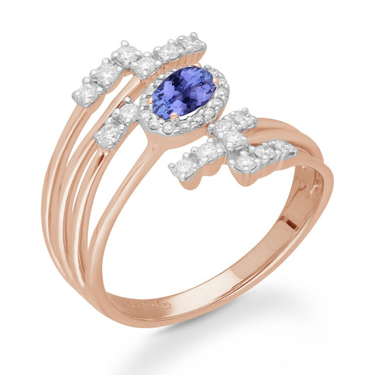 Rose Gold Tanzanite & Diamond Heirloom Ring